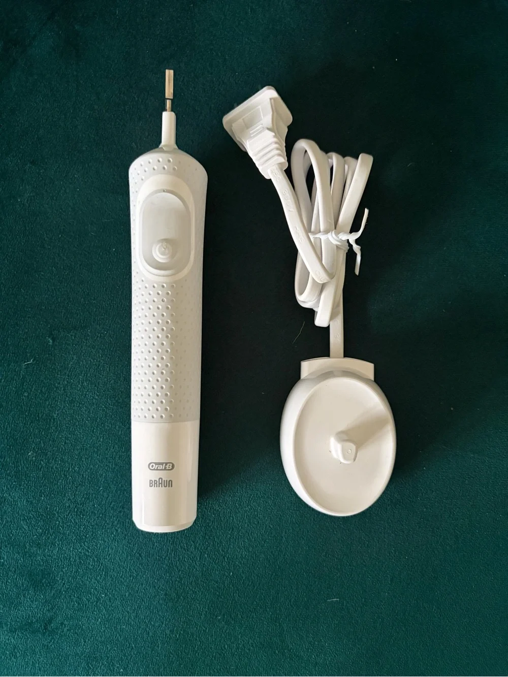 Electric Toothbrush Handle with Charging Base - White
